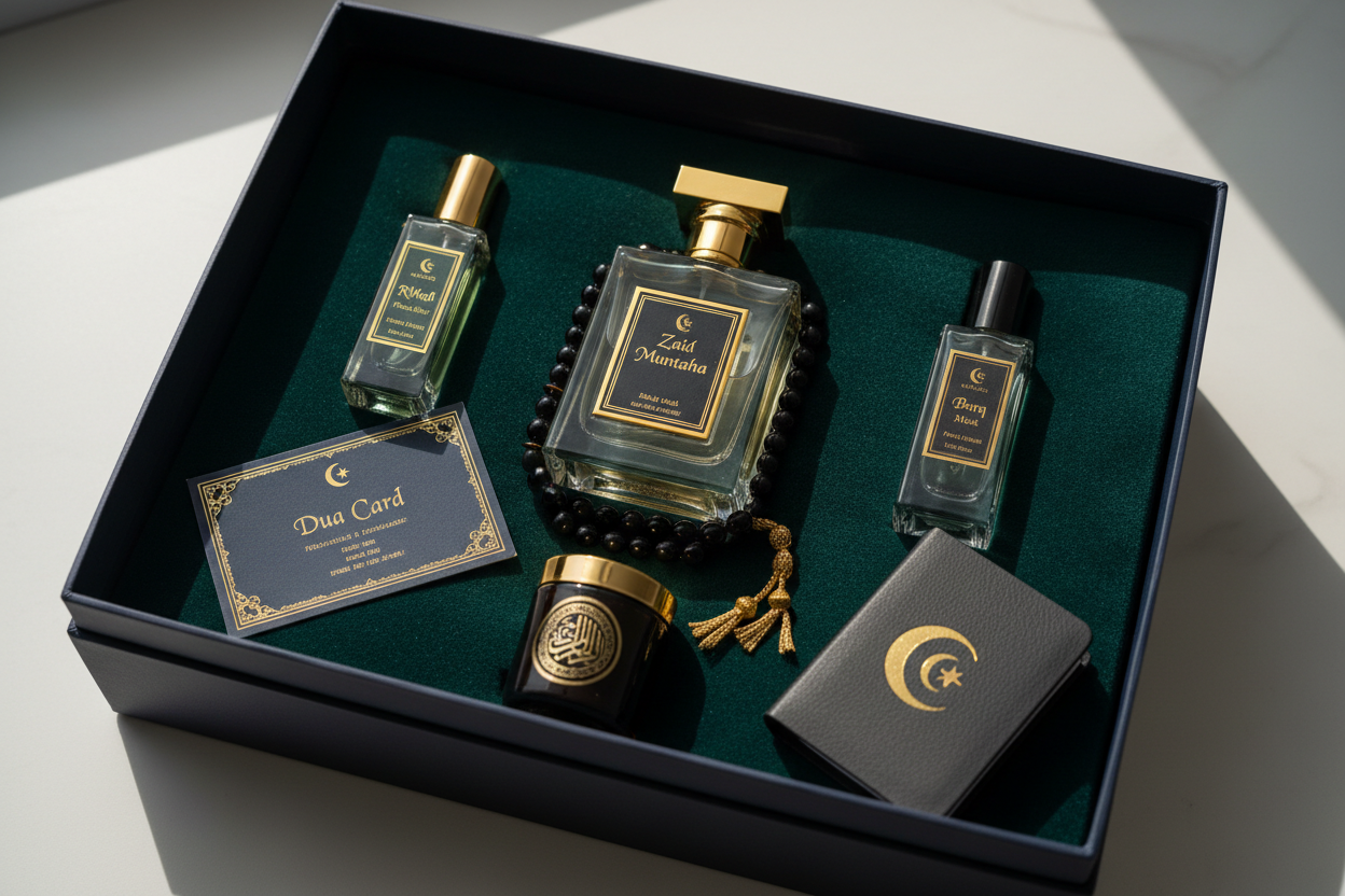 Sultan Box Men's Luxury Gift Box with oud perfume, mist, musk, prayer mat, candle and dua card